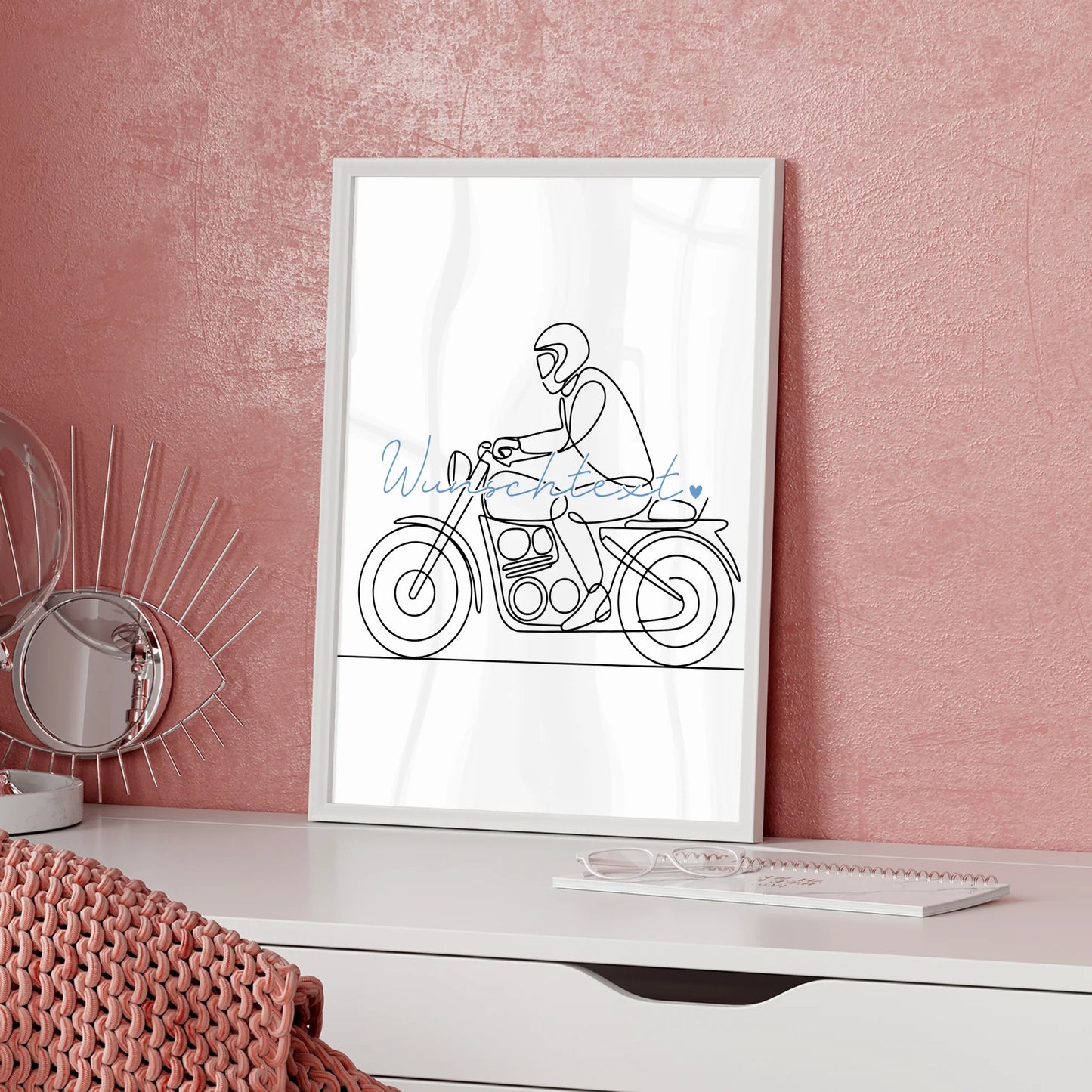 Lineart Poster Motorradfahren Geschenk Sohn & Bruder für Motorradfahrer Motorradfahrerin Motorcycling