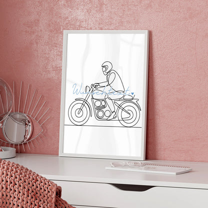 Lineart Poster Motorradfahren Geschenk Sohn & Bruder für Motorradfahrer Motorradfahrerin Motorcycling