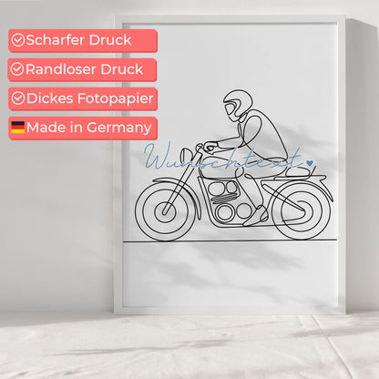 Lineart Poster Motorradfahren Geschenk Sohn & Bruder für Motorradfahrer Motorradfahrerin Motorcycling