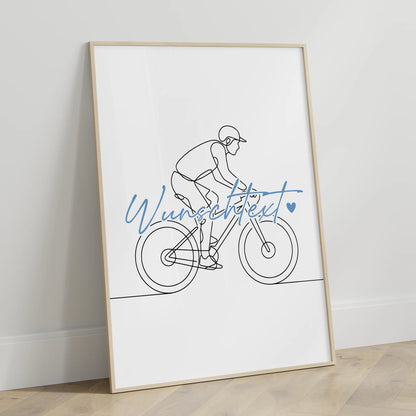 Personalisiertes Poster Lineart Mountainbiken Geschenk Sohn & Bruder für Mountainbiker Mountainbikerin Mountain biking