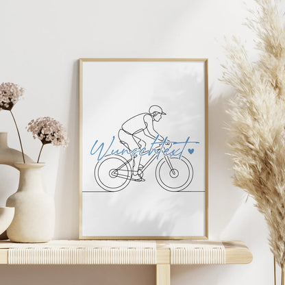 Personalisiertes Poster Lineart Mountainbiken Geschenk Sohn & Bruder für Mountainbiker Mountainbikerin Mountain biking