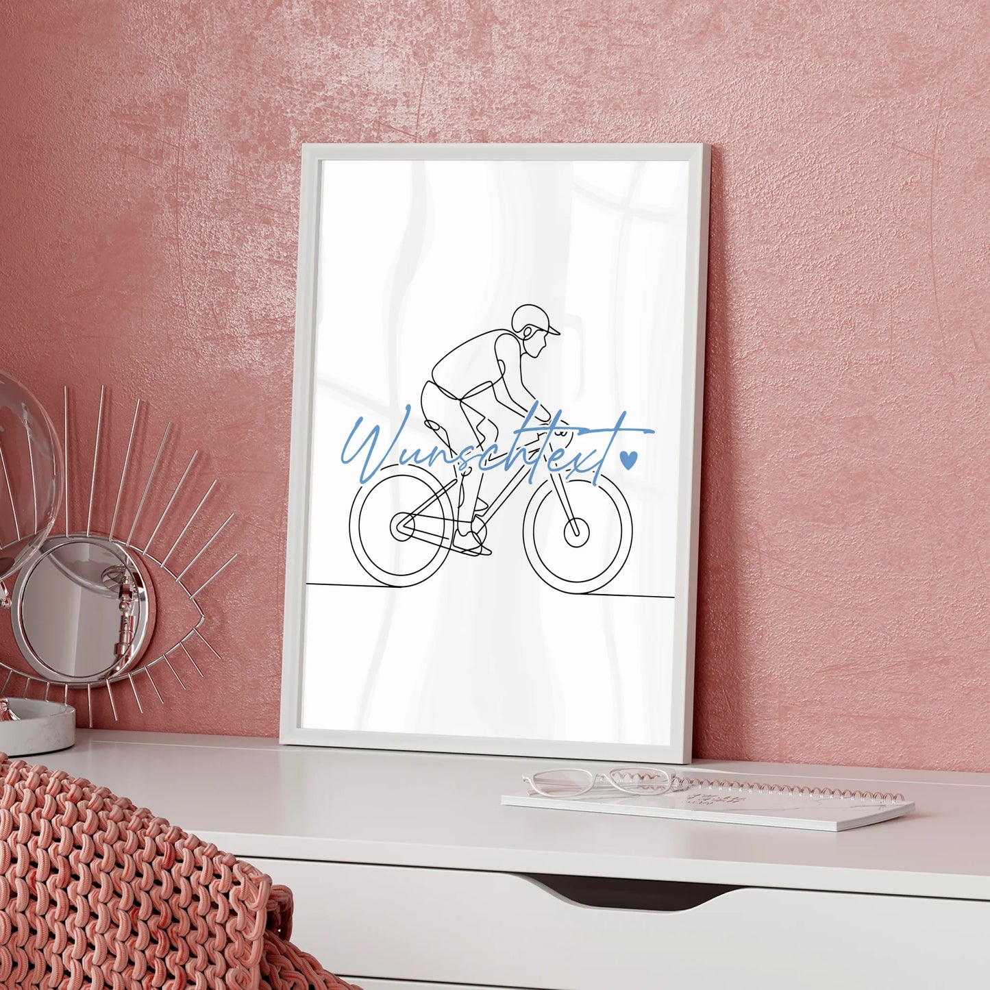 Personalisiertes Poster Lineart Mountainbiken Geschenk Sohn & Bruder für Mountainbiker Mountainbikerin Mountain biking