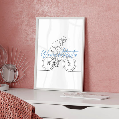 Personalisiertes Poster Lineart Mountainbiken Geschenk Sohn & Bruder für Mountainbiker Mountainbikerin Mountain biking