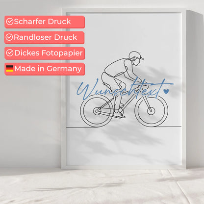 Personalisiertes Poster Lineart Mountainbiken Geschenk Sohn & Bruder für Mountainbiker Mountainbikerin Mountain biking