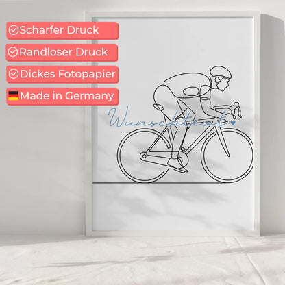 Personalisiertes Poster Lineart Rennradfahren Geschenk Sohn & Bruder für Rennradfahrer Rennradfahrerin Road cycling