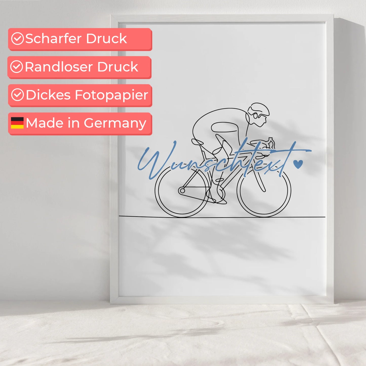 Lineart Poster Personalisiert Rennradfahren Geschenk Sohn & Bruder für Rennradfahrer Rennradfahrerin Road cycling