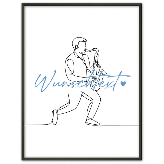Personalisiertes Poster Lineart Saxophon Geschenk Sohn & Bruder für Saxophonist Saxophonistin saxophone