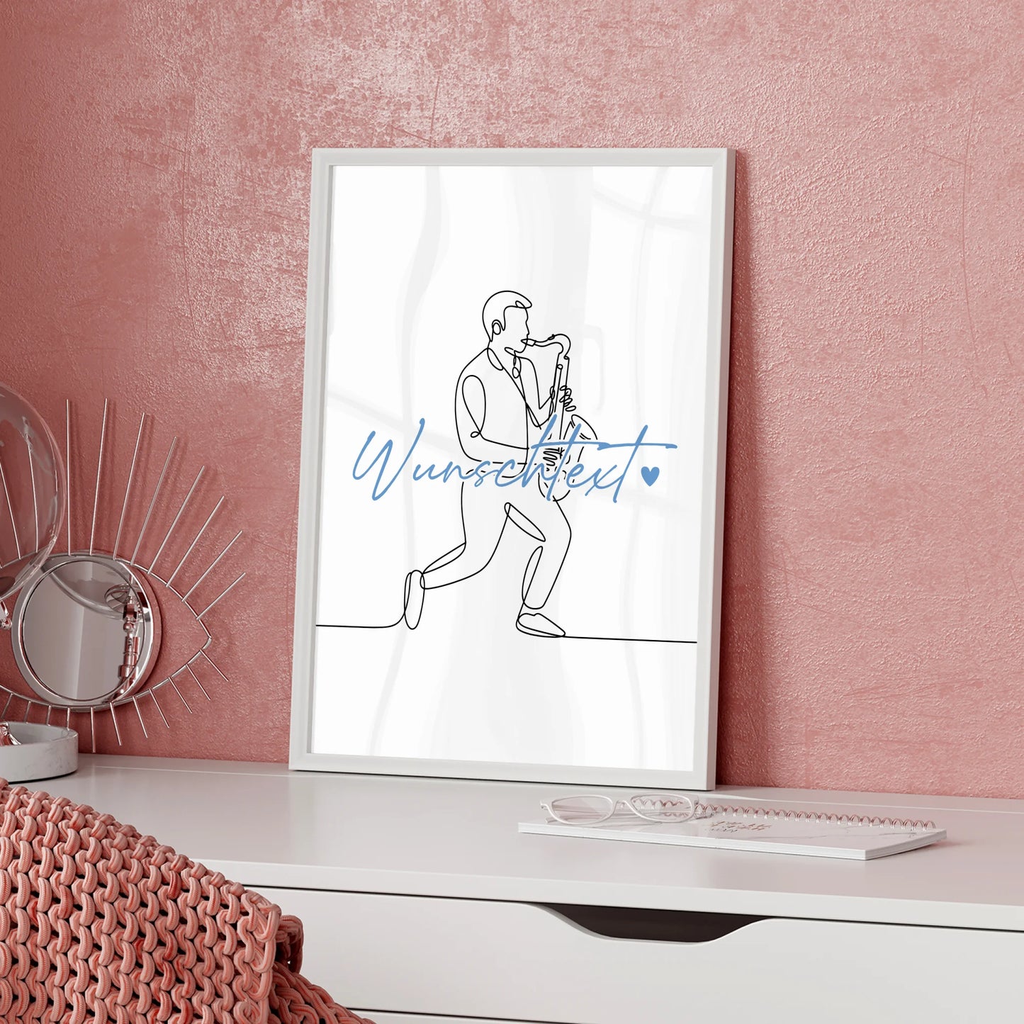 Personalisiertes Poster Lineart Saxophon Geschenk Sohn & Bruder für Saxophonist Saxophonistin saxophone
