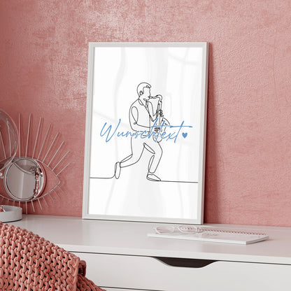 Personalisiertes Poster Lineart Saxophon Geschenk Sohn & Bruder für Saxophonist Saxophonistin saxophone