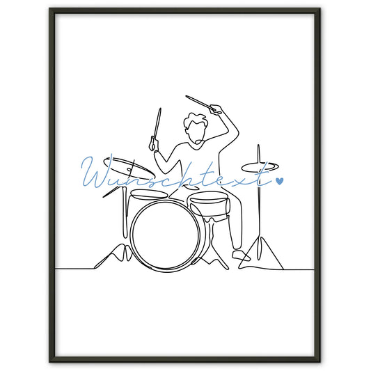 Lineart Poster Personalisiert Schlagzeug Geschenk Sohn & Bruder für Schlagzeuger Schlagzeugerin Drums