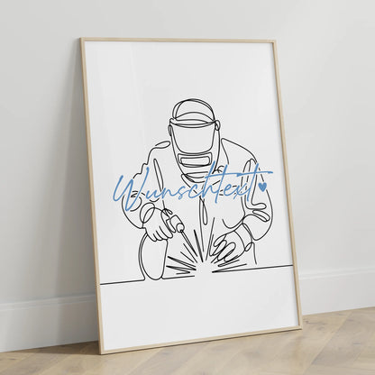 Lineart Poster Schweißer Geschenk Sohn & Bruder für Schweißer Schweißerin Welder
