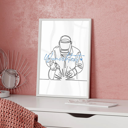 Lineart Poster Schweißer Geschenk Sohn & Bruder für Schweißer Schweißerin Welder