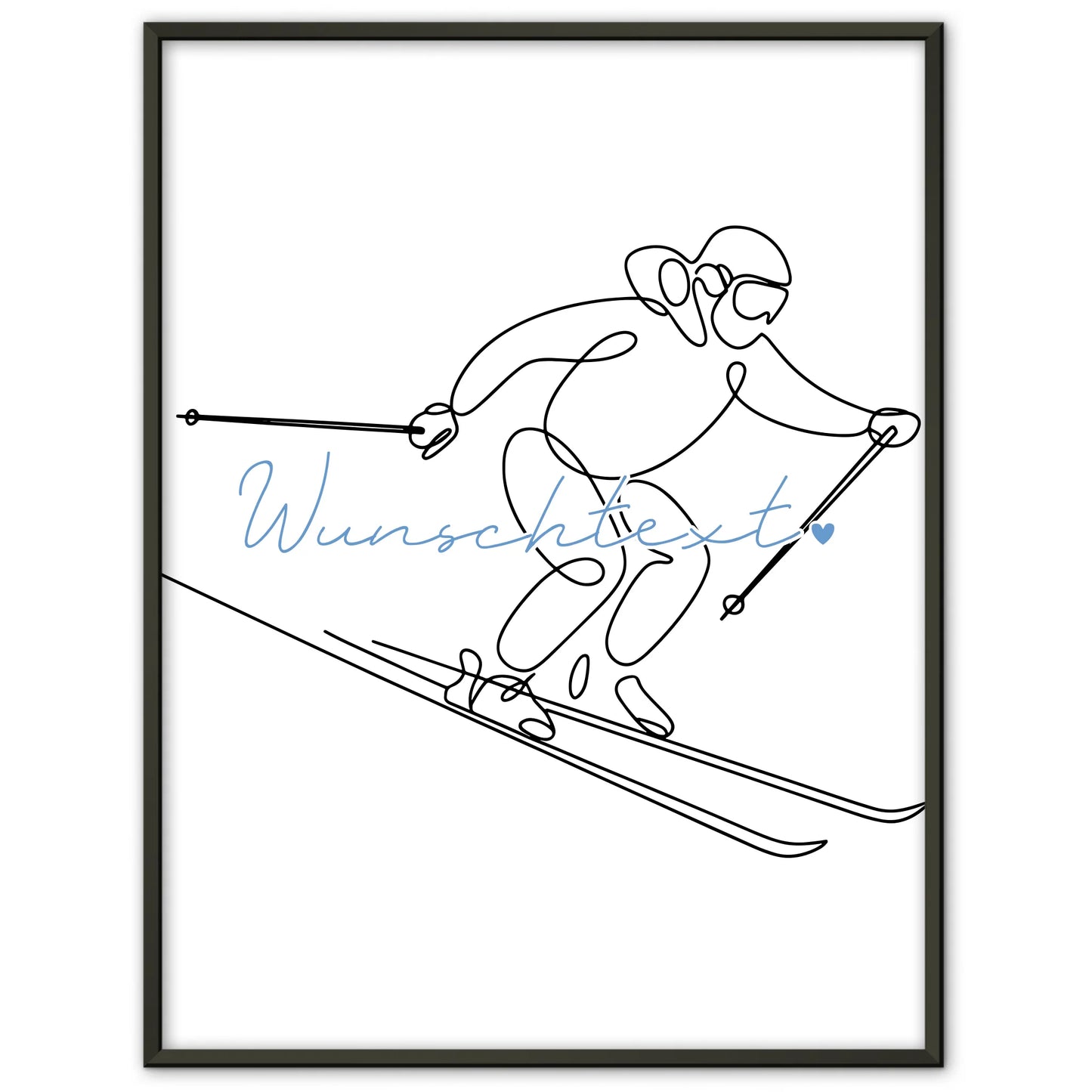 Personalisiertes Poster Lineart Skifahren Geschenk Sohn & Bruder für Skifahrer Skifahrerin To ski