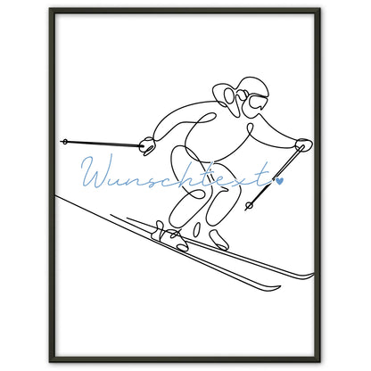 Personalisiertes Poster Lineart Skifahren Geschenk Sohn & Bruder für Skifahrer Skifahrerin To ski