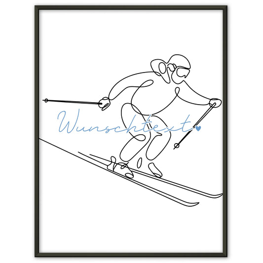 Personalisiertes Poster Lineart Skifahren Geschenk Sohn & Bruder für Skifahrer Skifahrerin To ski