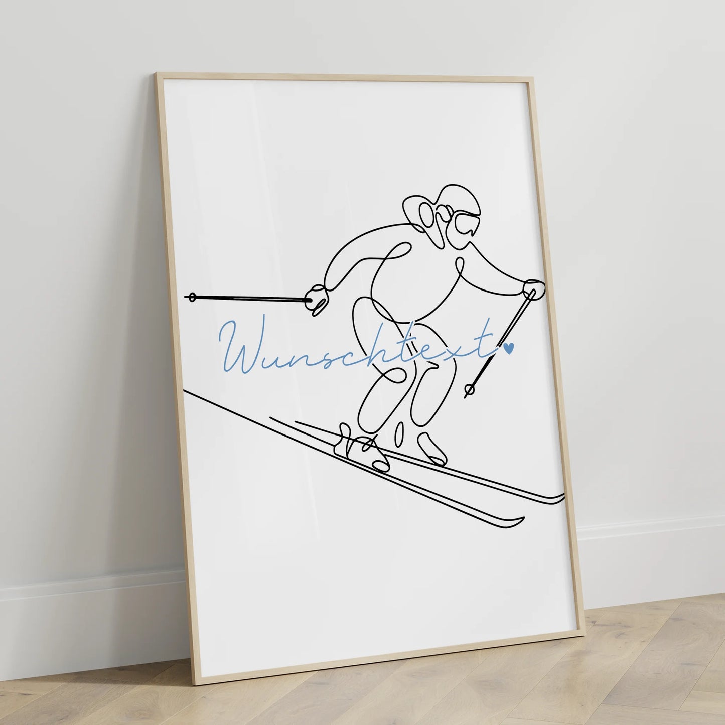 Personalisiertes Poster Lineart Skifahren Geschenk Sohn & Bruder für Skifahrer Skifahrerin To ski