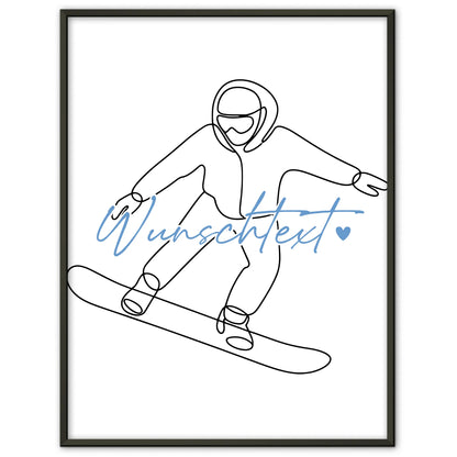 Lineart Poster Personalisiert Snowboarden Geschenk Sohn & Bruder für Snowboarder Snowboarderin Snowboarding