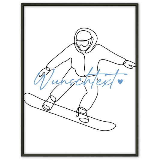 Lineart Poster Personalisiert Snowboarden Geschenk Sohn & Bruder für Snowboarder Snowboarderin Snowboarding