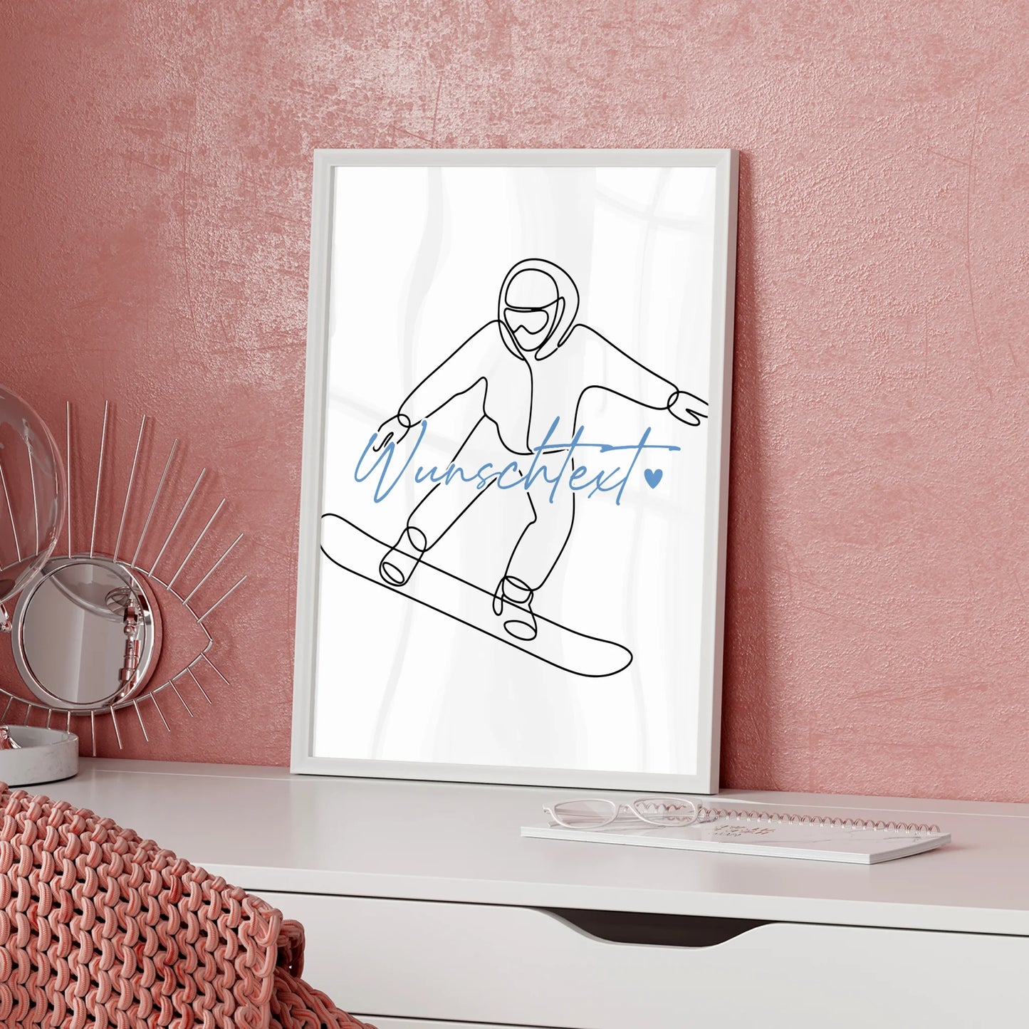 Lineart Poster Personalisiert Snowboarden Geschenk Sohn & Bruder für Snowboarder Snowboarderin Snowboarding