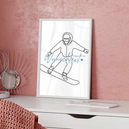 Lineart Poster Personalisiert Snowboarden Geschenk Sohn & Bruder für Snowboarder Snowboarderin Snowboarding