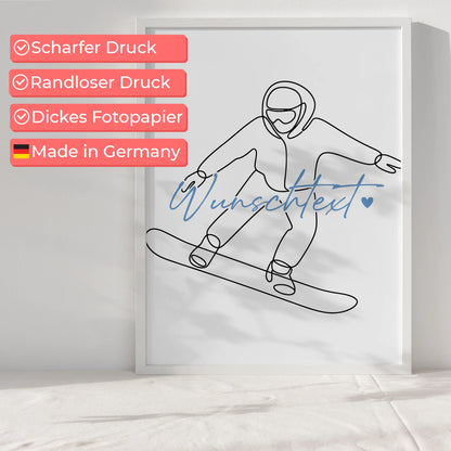 Lineart Poster Personalisiert Snowboarden Geschenk Sohn & Bruder für Snowboarder Snowboarderin Snowboarding