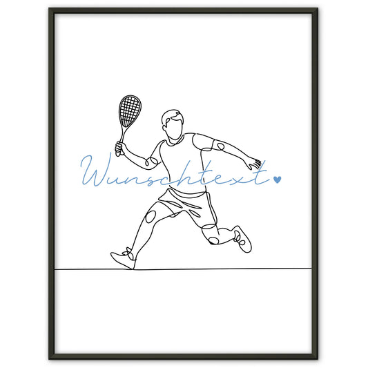 Lineart Poster Personalisiert Squash Geschenk Sohn & Bruder für Squashspieler Squashspielerin squash