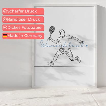 Lineart Poster Personalisiert Squash Geschenk Sohn & Bruder für Squashspieler Squashspielerin squash