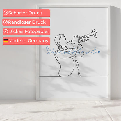 Lineart Poster Trompete Geschenk Sohn & Bruder für Trompeter Trompeterin trumpet