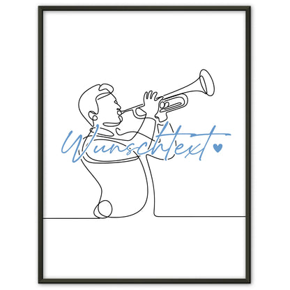 Personalisiertes Poster Lineart Trompete Geschenk Sohn & Bruder für Trompeter Trompeterin trumpet