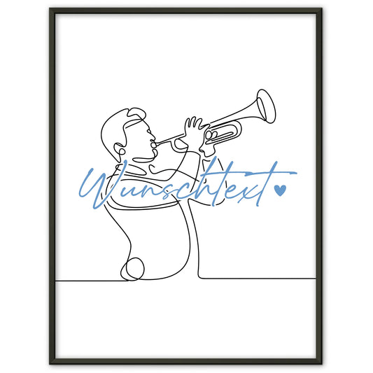 Personalisiertes Poster Lineart Trompete Geschenk Sohn & Bruder für Trompeter Trompeterin trumpet
