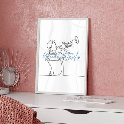 Personalisiertes Poster Lineart Trompete Geschenk Sohn & Bruder für Trompeter Trompeterin trumpet
