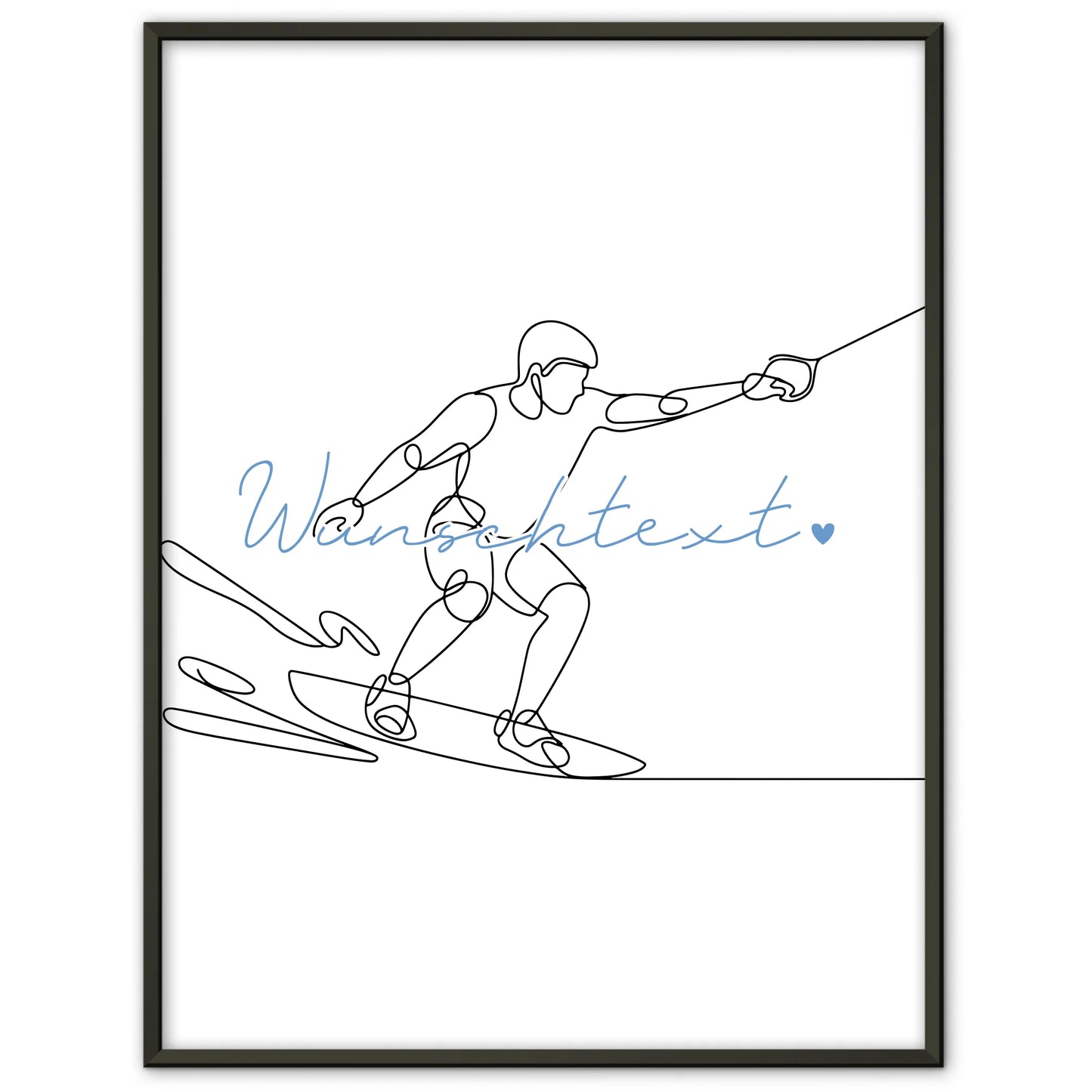 Personalisiertes Poster Lineart Wakeboarden Geschenk Sohn & Bruder für Wakeboarder Wakeboarderin Wakeboarding