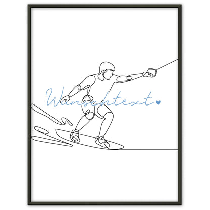 Personalisiertes Poster Lineart Wakeboarden Geschenk Sohn & Bruder für Wakeboarder Wakeboarderin Wakeboarding