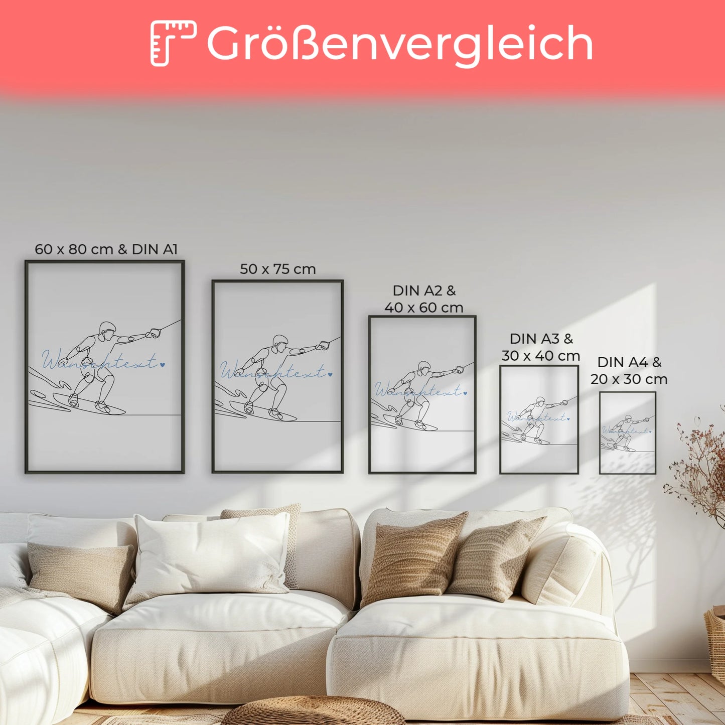 Personalisiertes Poster Lineart Wakeboarden Geschenk Sohn & Bruder für Wakeboarder Wakeboarderin Wakeboarding