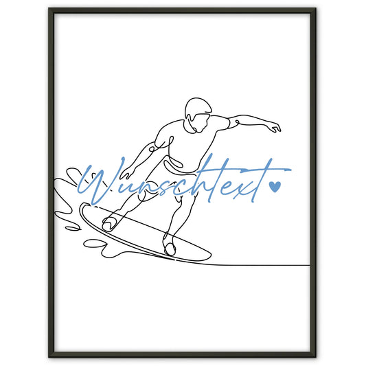Lineart Poster Personalisiert Wakeboarden Geschenk Sohn & Bruder für Wakeboarder Wakeboarderin Wakeboarding