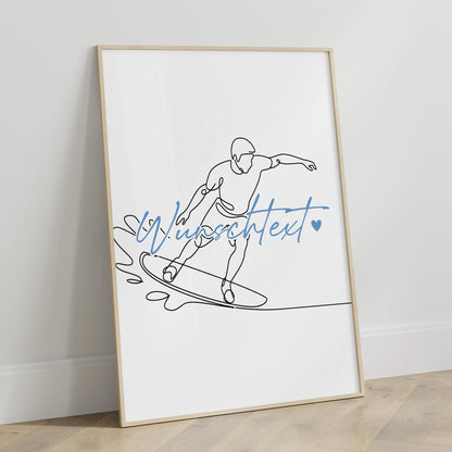 Lineart Poster Personalisiert Wakeboarden Geschenk Sohn & Bruder für Wakeboarder Wakeboarderin Wakeboarding