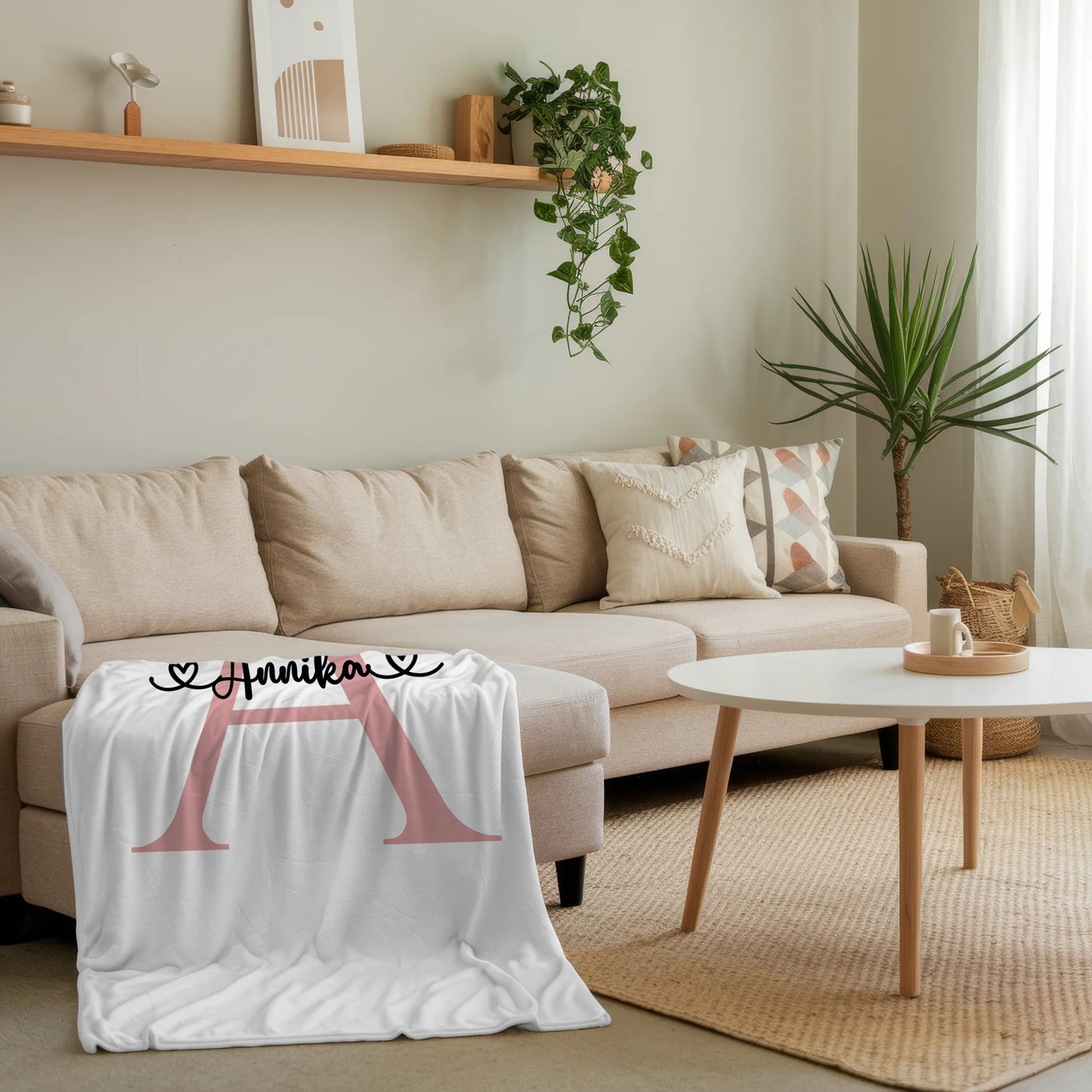Personalisierte Decke mit Buchstaben A für Mädchen als Geschenkidee