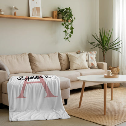 Personalisierte Decke mit Buchstaben A für Mädchen als Geschenkidee