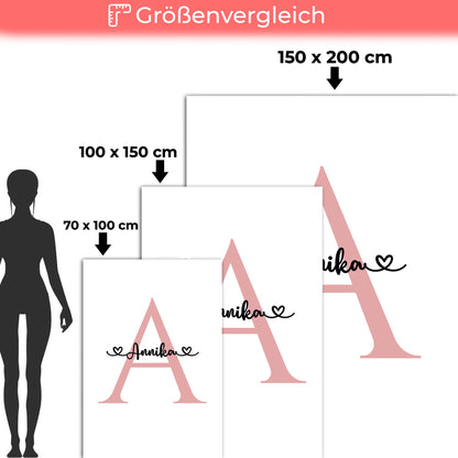 Personalisierte Decke mit Buchstaben A für Mädchen als Geschenkidee