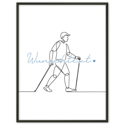 Lineart Poster Wandern Geschenk Sohn & Bruder für Wanderer Wanderin Hike