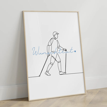 Lineart Poster Wandern Geschenk Sohn & Bruder für Wanderer Wanderin Hike