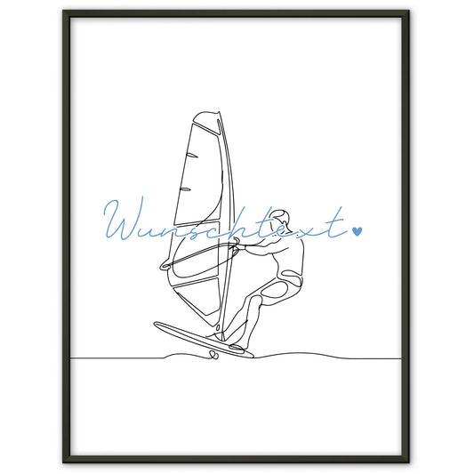Lineart Poster Personalisiert Windsurfen Geschenk Sohn & Bruder für Windsurfer Windsurferin Windsurfing
