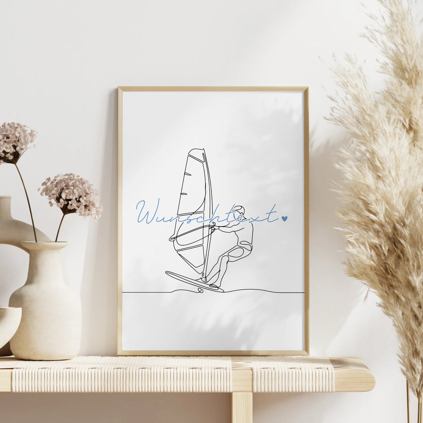 Lineart Poster Personalisiert Windsurfen Geschenk Sohn & Bruder für Windsurfer Windsurferin Windsurfing