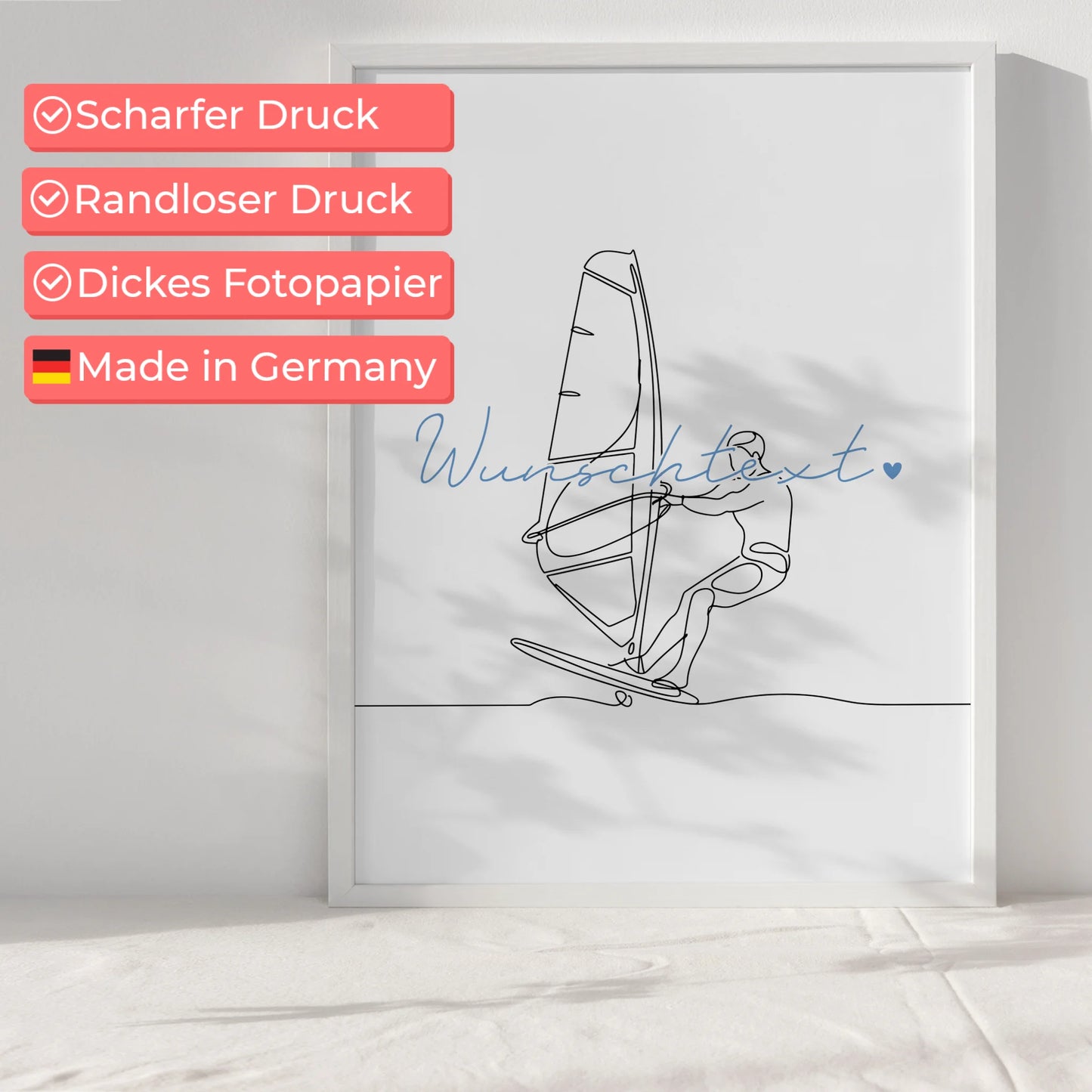 Lineart Poster Personalisiert Windsurfen Geschenk Sohn & Bruder für Windsurfer Windsurferin Windsurfing