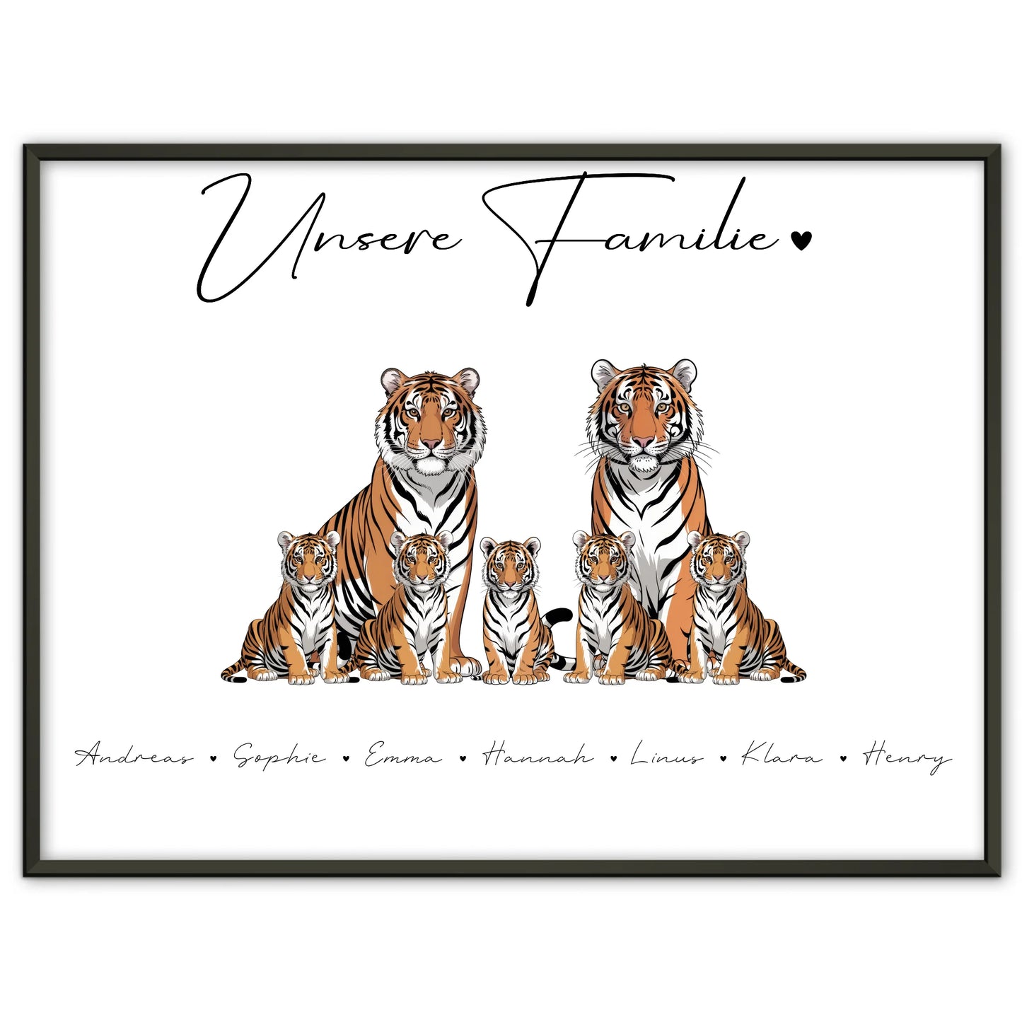 Poster Familie Mit Namen Tiger Familienporträt Geschenk für Mama Papa Oma Opa