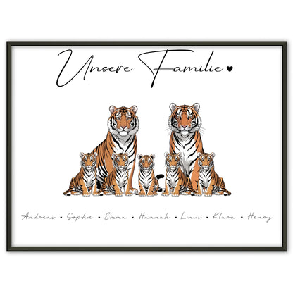 Poster Familie Mit Namen Tiger Familienporträt Geschenk für Mama Papa Oma Opa