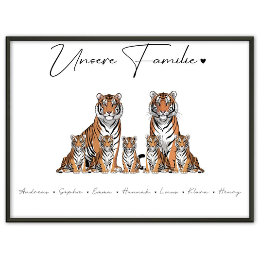 Poster Familie Mit Namen Tiger Familienporträt Geschenk für Mama Papa Oma Opa