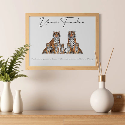 Poster Familie Mit Namen Tiger Familienporträt Geschenk für Mama Papa Oma Opa