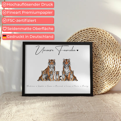 Poster Familie Mit Namen Tiger Familienporträt Geschenk für Mama Papa Oma Opa