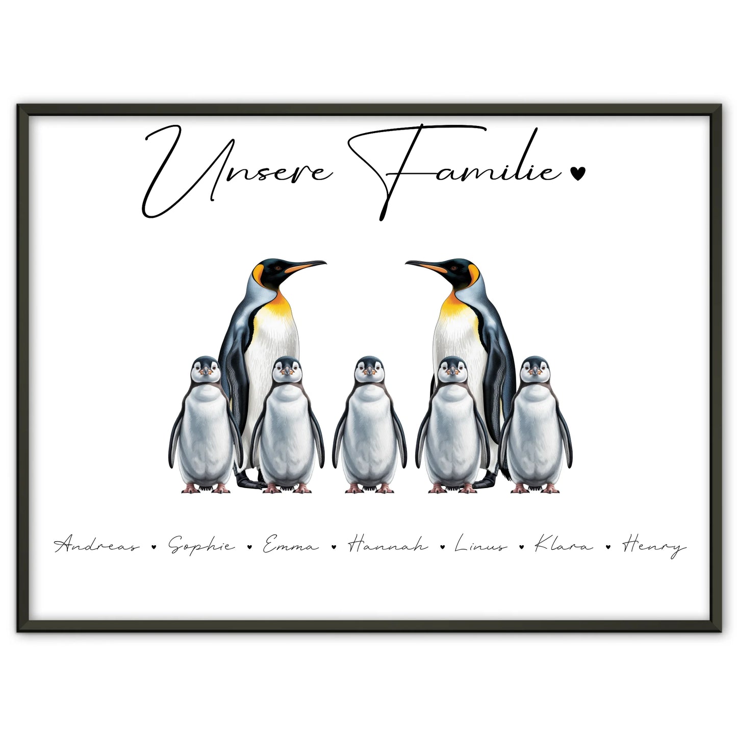 Familienposter Pinguin Familienporträt Geschenk für Oma Opa Mama Papa